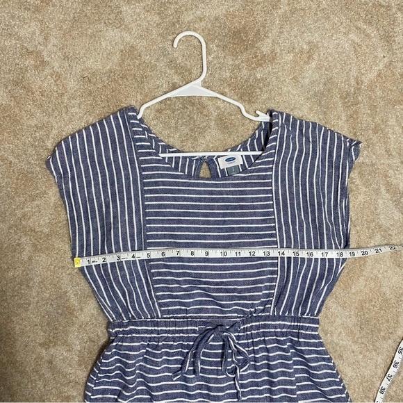 Old Navy Linen Blue and White Striped Draw String Waist Dress S - Picture 8 of 12